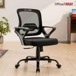 OfficeArray Pebble Medium Back Black Brathable Mesh PVC Ergonomic Office Chair, Dimensions: 58x58x88 cm view 4