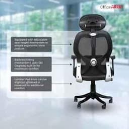 OfficeArray Matrix Black High Back Mesh DIY Revolving Ergonomic Office Chair with Headrest view 2