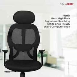 OfficeArray Matrix Black High Back Mesh DIY Revolving Ergonomic Office Chair with Headrest view 5
