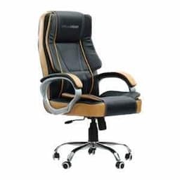 OfficeArray Black & Brown Leatherette High Back Adjustable Arm Ergonomic Office Chair view 1