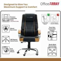 OfficeArray Black & Brown Leatherette High Back Adjustable Arm Ergonomic Office Chair view 3