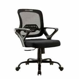 OfficeArray Pebble Medium Back Black Brathable Mesh PVC Ergonomic Office Chair, Dimensions: 58x58x88 cm view 1