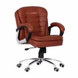 OfficeArray Tan Leatherette Medium Back DIY Executive Office Chair view 1