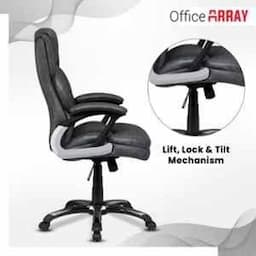 OfficeArray Black Leatherette High Back DIY Executive Office Chair view 3