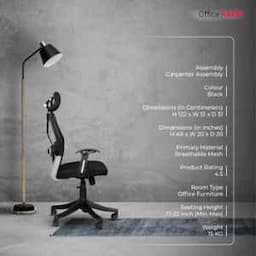 OfficeArray Matrix Black High Back Mesh DIY Revolving Ergonomic Office Chair with Headrest view 3