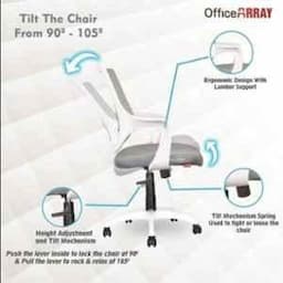 OfficeArray Mono Medium Back White Breathable Mesh Plastic & Iron Ergonomic Chair, Dimensions: 44x19x19 inch view 5