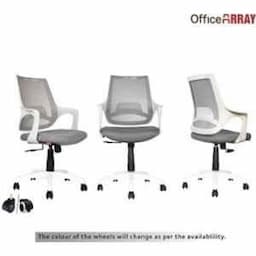 OfficeArray Mono Medium Back White Breathable Mesh Plastic & Iron Ergonomic Chair, Dimensions: 44x19x19 inch view 2