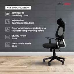 OfficeArray Matrix Black High Back Mesh DIY Revolving Ergonomic Office Chair with Headrest view 4