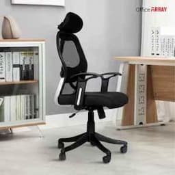 OfficeArray Matrix Black High Back Mesh DIY Revolving Ergonomic Office Chair with Headrest view 6