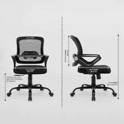 OfficeArray Pebble Medium Back Black Brathable Mesh PVC Ergonomic Office Chair, Dimensions: 58x58x88 cm view 6