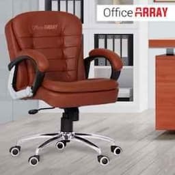 OfficeArray Tan Leatherette Medium Back DIY Executive Office Chair view 2
