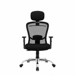 OfficeArray Crystal High Back Black Smart Synchro Tilt Mechanism Mesh PVC & Chrome Finish Metal Base Ergonomic Office Chair, Dimensions: 62x66x131 cm view 1