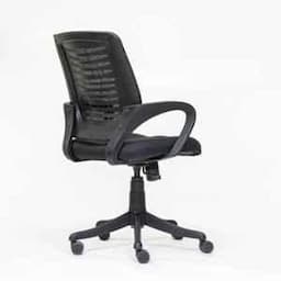 OfficeArray Leo Mid Back Ergonomic Mesh Black Office Chair with Tilting Mechanism, 360 deg Swivel Rotating Dual Caster Wheel & 1 Year Warranty view 1