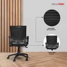 OfficeArray Boom Black Medium Back Mesh Revolving Ergonomic Office Chair view 3
