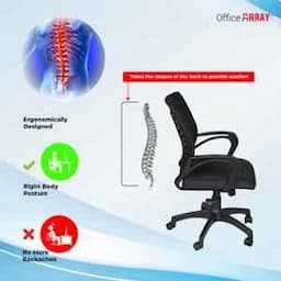 OfficeArray Boom Black Medium Back Mesh Revolving Ergonomic Office Chair view 5