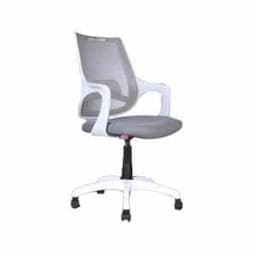OfficeArray Mono Medium Back White Breathable Mesh Plastic & Iron Ergonomic Chair, Dimensions: 44x19x19 inch view 1