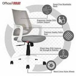 OfficeArray Mono Medium Back White Breathable Mesh Plastic & Iron Ergonomic Chair, Dimensions: 44x19x19 inch view 6