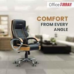 OfficeArray Black & Brown Leatherette High Back Adjustable Arm Ergonomic Office Chair view 5