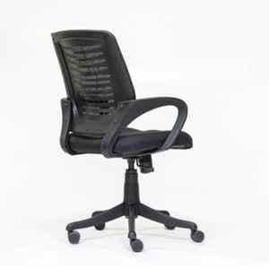 OfficeArray Leo Mid Back Ergonomic Mesh Black Office Chair with Tilting Mechanism, 360 deg Swivel Rotating Dual Caster Wheel & 1 Year Warranty OfficeArray Leo Mid Back Ergonomic Mesh Black Office Chair with Tilting Mechanism, 360 deg Swivel Rotating Dual Caster Wheel & 1 Year Warranty